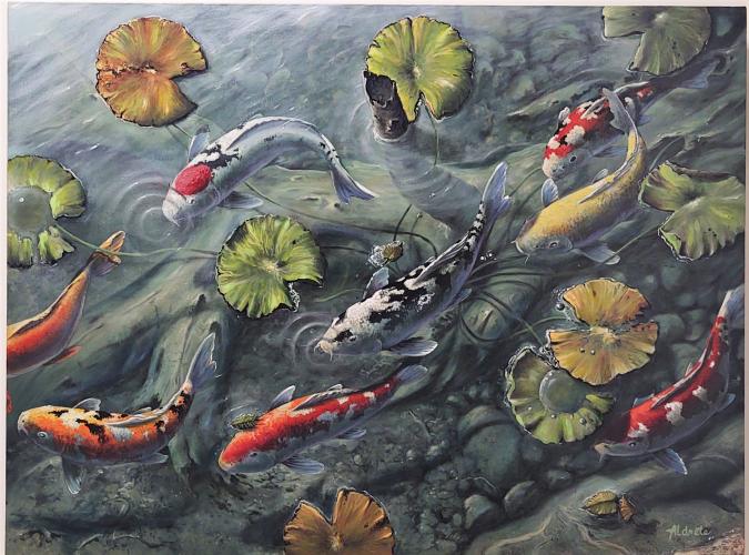 <b>*NEW*</b> Once Upon a Koi 32x24 Oil by George Aldrete