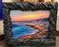 Dawn of Creation 16x20 Acrylic in Lava Rock Frame by Walfrido Garcia