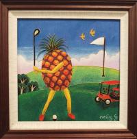 Pineapple Slice 12x12 Framed Cloissone by Wang Ge <! aesthetic> <! local>