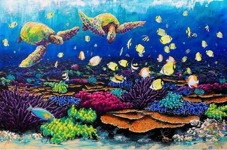 Reef Wonder 48x72 Acrylic by Shawn Mackey