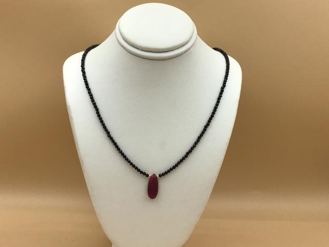 <b>*NEW*</b> Ruby Drop & Spinel GF Necklace by Pat Pearlman <! local>