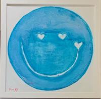 Happy Heart Blue 12x12 Framed Acrylic HC [Add $50 To Ship] by <! Vera> Vera <! Kirkpatrick><! local>