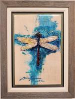 <b>*NEW*</b> Dragonfly Beauty 12x18 Framed Original Mixed Media on Metal - Dimensional Modern Impressionism by James Coleman