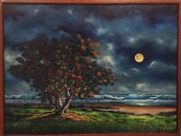 Moonlight Silence 31.5x41 Framed Original Oil by George Aldrete