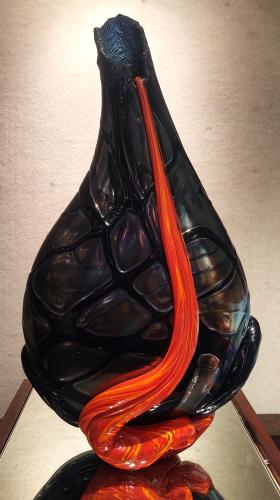 <b>*NEW*</b> Black Surface Flow Vase w/Silver Lines #72 by Daniel Moe <! local>