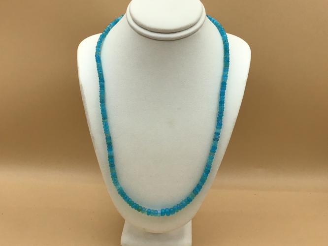 <b>*NEW*</b> Blue-Dyed Ethiopian Opal 7 Rondelle SS Necklace by Pat Pearlman <! local>