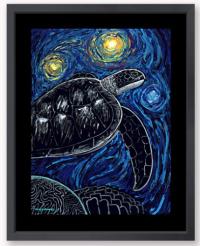 Starry Sea Turtle 25x30 Framed Giclée by Robert Wyland