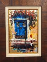 Blue Door 11x16 Framed Mixed Media Giclee w/Unique Gold Leaf Enhancements by James Coleman