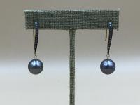 Black Diamond & 11mm Tahitian Pearl 18ct Vermeil Earrings by Pat Pearlman <! local>