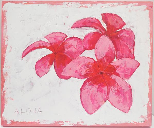 Aloha Florals Pink Plumeria II 24x20 Original Acrylic by John Baran