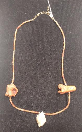 Citrine, Druzy Shell & Carved Mermaid 14k GF Necklace by Genesis Collection