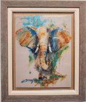 <b>*NEW*</b> Gentle Giant 14x18 Framed Original Mixed Media on Metal - Dimensional Modern Impressionism by James Coleman