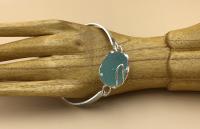 Seafoam Seaglass SS Open Wave Bracelet by Ingrid Lynch <! local> <! aesthetic>