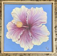 Hula Hibiscus 12x12 Framed Original Acrylic by MsW <! local>