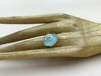 Aqua Seaglass Bezel SS Ring Size 10.25 by Ingrid Lynch <! local> <! aesthetic>