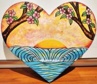 <b>*NEW*</b> I Will Be Waiting 8x9 Paint on Wood Heart by Alexandra Gutierrez