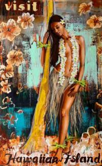 Palm Wahine II 30x48 Enhanced Giclee by Shawn Mackey