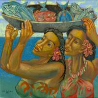 Hiiaka and Pele 34x34 Rolled Giclee by Avi Kiriaty <! local>