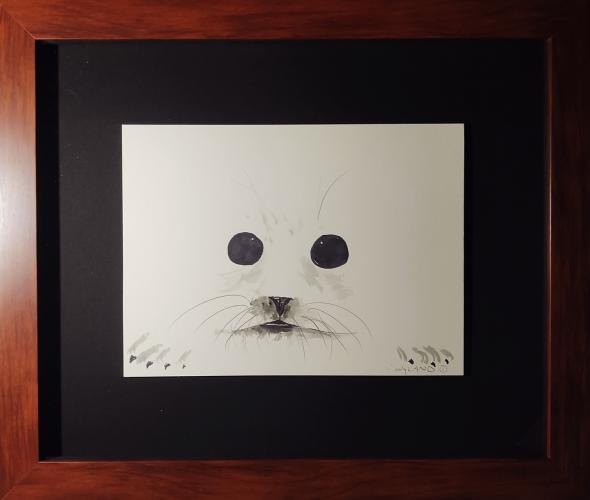 <b>*NEW*</b> Monk Seal 9x12 Framed Drawing by Robert Wyland