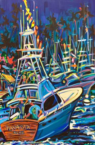 Hana Pa'a Kona 24x36 Original Acrylic Painting on Gallery Wrapped Canvas by Camile Fontaine <! local>