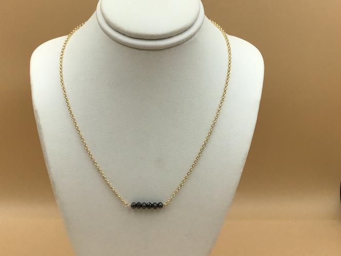 <b>*NEW*</b> Sextuple 1.8ct Faceted Black Diamond Bar GF Necklace 14-Inch w/Extender by Pat Pearlman <! local>