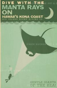 Kona Manta Rays (Big Island) Framed Giclee by Nick Kuchar <! local> <! aesthetic>