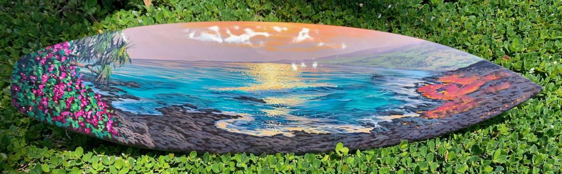 Big Island Mana Original Acrylic on Reclaimed Surfboard by Walfrido Garcia