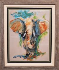 Gentle Giant 14x18 Framed Original Mixed Media on Metal - Dimensional Modern Impressionism by James Coleman