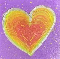Yellow on Purple Heart 12x12 Original Acrylic by <! Vera> Vera <! Kirkpatrick><! local>