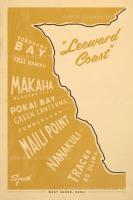 Leeward Coast Surf Map (Oahu) Framed Giclee by Nick Kuchar <! local> <! aesthetic>