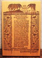 Mark Twain's 'Hawaii' Alder Wood Plaque by Mark Stebbins <! local>