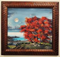 Scarlet Bay 17x19 Framed Original Oil by George Aldrete