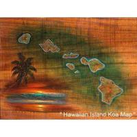 Hawaiian Islands Koa Map Giclee SN 18x24 by Walfrido Garcia <! local>