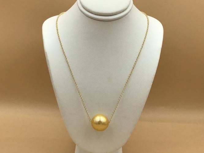 <b>*NEW*</b> Golden 17mm Edison Pearl GF Slider Necklace 18-Inch by Pat Pearlman <! local>