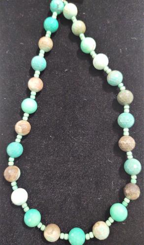 Chrysoprase Beaded SS Necklace by Genesis Collection