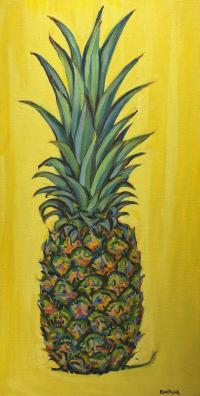 Aloha Fresh Pineapple 20x40 Original Acrylic by Camile Fontaine <! local> <! aesthetic>