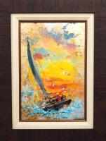 Afternoon Sail 11x16 Framed Mixed Media Giclee w/Unique Gold Leaf Enhancements by James Coleman