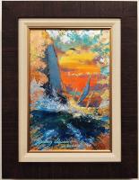 Afternoon Sail 11x16 Framed Mixed Media Giclee with Unique Gold Leaf Enhancements by James Coleman