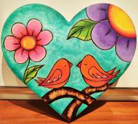 <b>*NEW*</b> I Want To Sing 8x9 Paint on Wood Heart by Alexandra Gutierrez