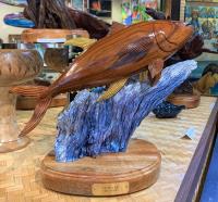 Lelepo Ahi (Leaping Tuna) Mango/Koa Wood Sculpture by Craig Nichols
