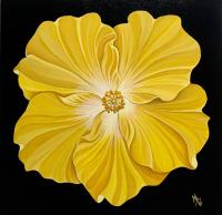 Butter Yellow Hibiscus 20x20 Original Framed Acrylic by MsW