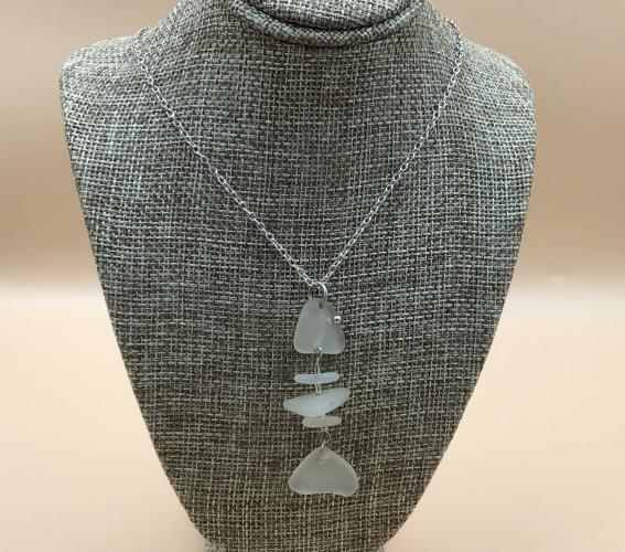White Sea Glass Fish SS Necklace by Ingrid Lynch <! local> <! aesthetic>