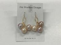 <b>*NEW*</b> Triple Pink Edison Pearl GF Hammered Hoop Earrings by Pat Pearlman <! local>