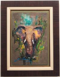 Gentle Giant 12x18 Framed Original Mixed Media on Metal - Dimensional Modern Impressionism by James Coleman