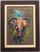 Gentle Giant 12x18 Framed Original Mixed Media on Metal - Dimensional Modern Impressionism by James Coleman