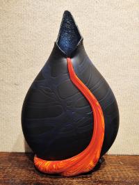 <b>*NEW*</b> Black Surface Flow Vase #69 w/Blue Lines by Daniel Moe <! local>