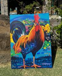 Aloha Big Island Chicken 18x24 Original Acrylic by Camile Fontaine <! local> <! aesthetic>