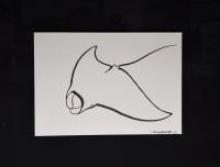 <b>*NEW*</b> Manta Ray 7x10 Framed Drawing by Robert Wyland