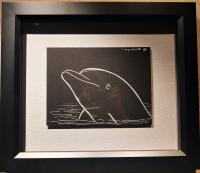 Dolphin 9x12 Framed Original Silver Drawing [Original Price: $1,900] by Robert Wyland