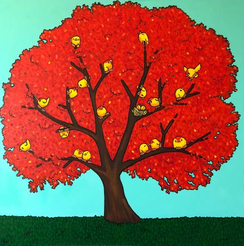 Family Tree 24x24 Giclee by KTO <! local>